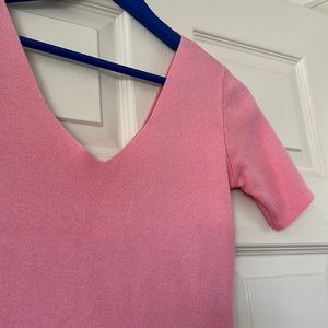 Pink bodycon dress v neck